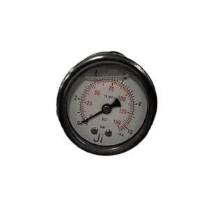 Economical Pressure Gauge Glycerin Filled, Dial Size 2" (50 mm), Stainless Steel 304 Case Crimping Type & SS Internals, Range 0 to 10.6 Bar with Dual Scale of 150 PSI, Direct Mounting Back Entry, Connection 1/4" BSP (M), Accuracy 1.6% FSD