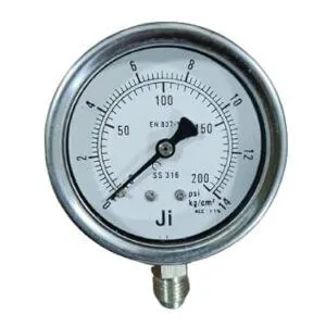 Japsin Instrumentation industrial pressure gauge 0-14 Kg/cm² 200 PSI 63 mm dial 1 percent FSD accuracy with 1/4 inch BSP bottom entry connection