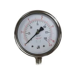 Industrial Pressure Gauge, Dial Size 6" (150 mm), Stainless Steel 304 Case Bayonet Type & SS 316L Internals, Range 0 to 10.6 Kg/Cm2 with Dual Scale of 150 PSI, Direct Mounting Bottom Entry, Connection 1/2" BSP (M), Accuracy 1% FSD