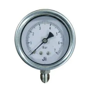 Industrial Pressure Gauge, Dial Size 2 1/2" (63 mm), Range 0 to 7 Bar Single Scale, Direct Mounting Bottom Entry, Connection 1/4" BSP (M), Stainless Steel 304 Case Bayonet Type, SS 316 L, Accuracy 1% FSD