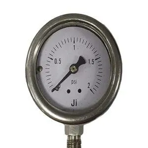 Economical Inner-Built Capsule Pressure Gauge, Dial Size 2 1/2" (63 mm), Stainless Steel 304 Case Crimping Type & SS Internals, Range 0 to 2 PSI, Direct Mounting Bottom Entry, Connection 1/4" BSP (M), Accuracy 1.6% FSD