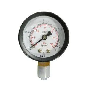 Commercial Pressure Gauge, Dial Size 2" (50 mm), Range 0 to 2.1 Kg/Cm2 With Dual Scale of 30 PSI, Direct Mounting Bottom Entry, Connection 1/4" BSP (M), MS Case & Brass