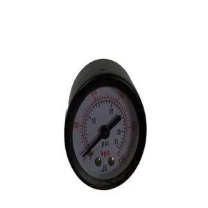 Commercial Pressure Gauge, Dial Size 1 1/2" (40 mm), Mild Steel Powder Coated Case & Brass Internals, Range 0 to 35 PSI with Dual Scale of 250 kPa, Direct Mounting Back Entry, Connection 1/8" BSP (M), Accuracy 2% FSD