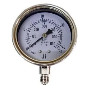 Industrial Pressure Gauge, Dial Size 4" (100 mm), Stainless Steel 304 Case Bayonet Type & SS 316L Internals, Range 0 to 42 Kg/Cm2 with Dual Scale of 600 PSI, Direct Mounting Bottom Entry, Connection 3/8" BSP (M), Accuracy 1% FSD