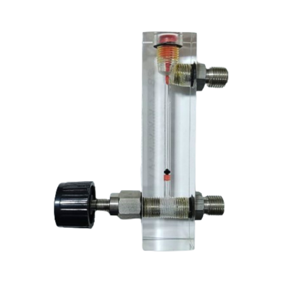Acrylic Tube Rotameter for Nitrogen Flow meter, Range 0 to 150 CC_Min, Connection 1_4_ BSP (M) at Side Top & Bottom, Control Valve Provided at Inlet (3)