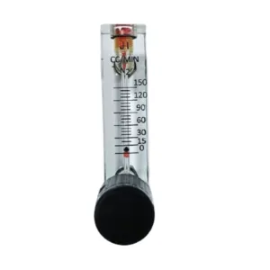 Japsin Instrumentation acrylic tube rotameter for nitrogen flow 0-150 CC per minute with side top and bottom BSP connections and inlet control valve
