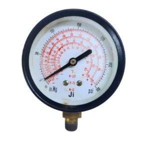 Japsin Instrumentation commercial freon gauge -30 inHg to 300 PSI 63 mm dial bottom entry 1/8 BSP MS case brass internals