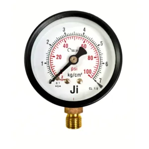 Japsin Instrumentation commercial pressure gauge 0 to 7 Kg cm2 100 PSI 63 mm dial bottom entry 1/4 BSP MS case brass internals
