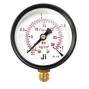 Japsin Instrumentation commercial pressure gauge 0 to 2.1 Kg cm2 30 PSI 63 mm dial bottom entry 1/4 BSP MS case brass internals