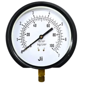 Japsin Instrumentation commercial pressure gauge 0 to 7 Kg cm2 100 PSI 150 mm dial surface mounting bottom entry 3/8 BSP MS case brass internals