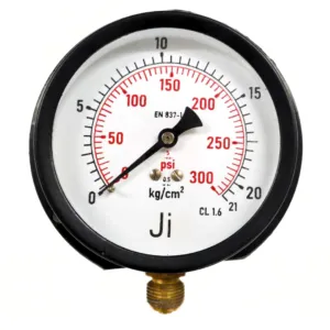 Japsin Instrumentation commercial pressure gauge 0 to 21 Kg cm2 300 PSI 100 mm dial surface mounting bottom entry 3/8 BSP MS case brass internals