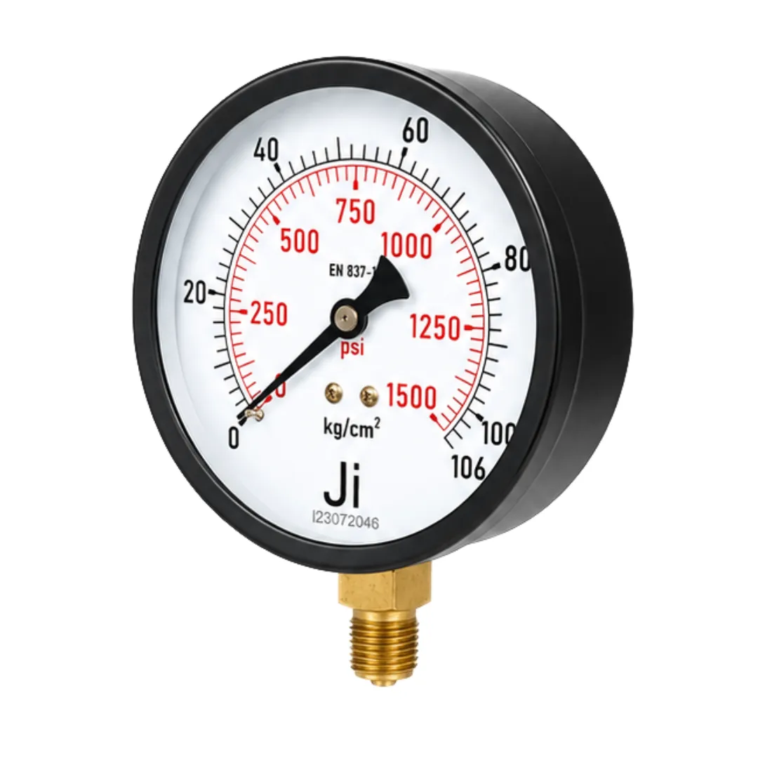 Japsin Instrumentation commercial pressure gauge 0 to 106 Kg cm2 1500 PSI 100 mm dial bottom entry 3/8 BSP MS case brass internals