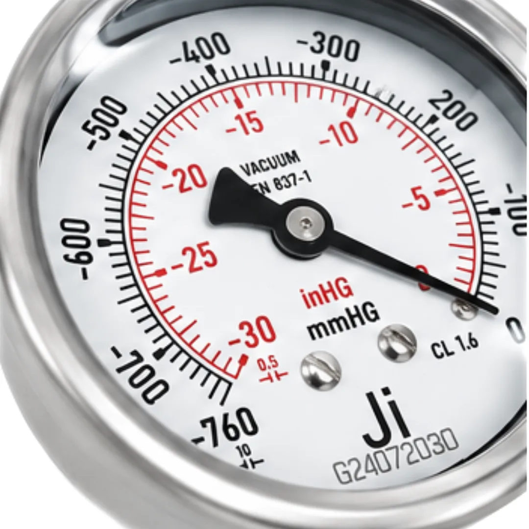 -760 mmHg vacuum gauge with 63 mm dial and bottom entry connection