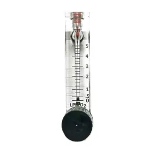 Japsin Instrumentation acrylic tube rotameter for oxygen flow 0-5 LPM with 1/4 inch BSP male side connection and inlet control valve