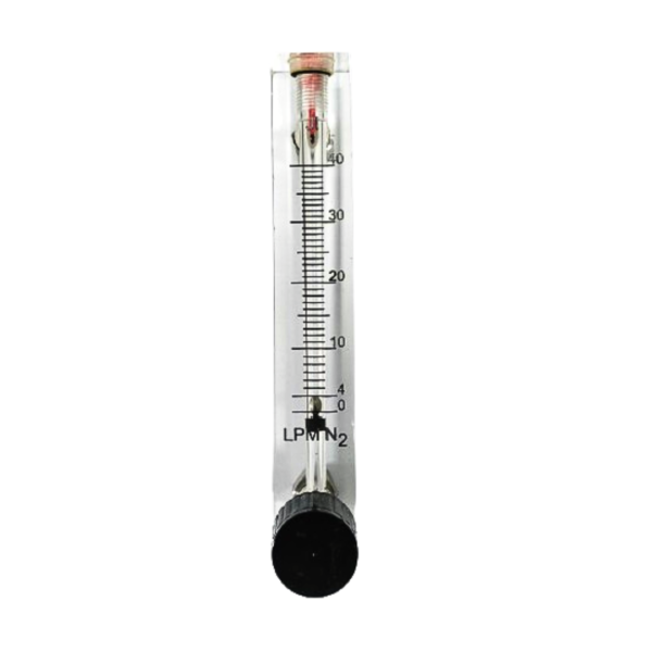 Acrylic Tube Rotameter for Nitrogen, Range 0 to 40 LPM, Connection 1/4" BSP (F) SS at Side Top & Bottom with Control Valve- JI-ATR-2