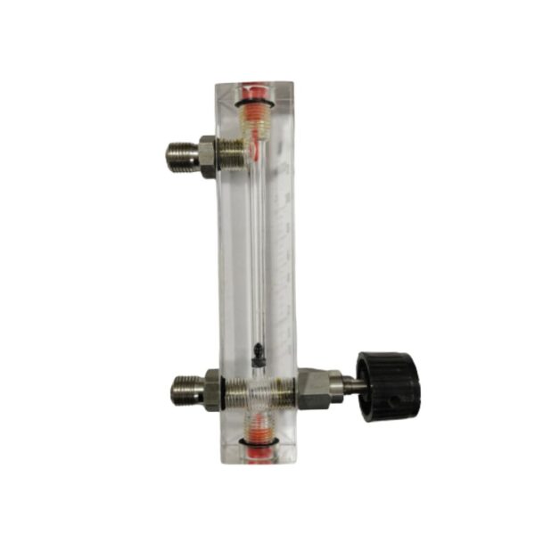Acrylic Tube Rotameter for CO2, Range 0 to 10 LPM, Connection 1/4" BSP (M) SS at Side Top & Bottom with Control Valve -JI-ATR-6