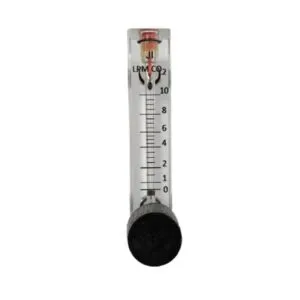 Japsin Instrumentation acrylic tube rotameter for CO2 flow 0-10 LPM with 1/4 inch BSP stainless steel side connection and control valve