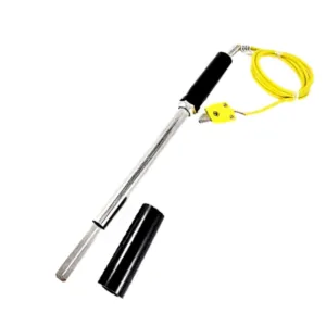 Japsin Instrumentation heavy duty leaf type thermocouple -50 to 1200 degree Celsius with 12 inch probe 4 inch handle yellow connector and 1 meter cable