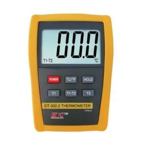 HTC DT-302-2 Dual Input Digital Thermometer with K-Type Thermocouple and T1 T2 Measurement