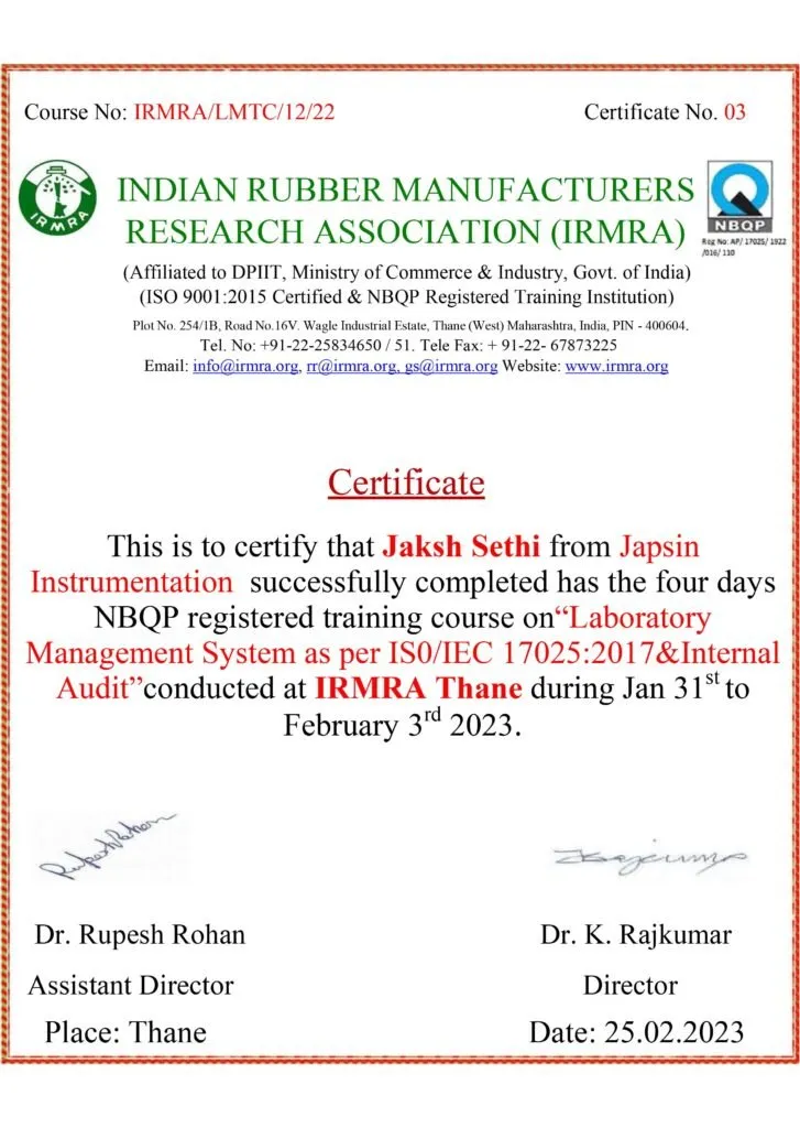 Laboratory Managment System as per ISO/IEC 17025:2017 & Internal Audit - Jaksh Sethi