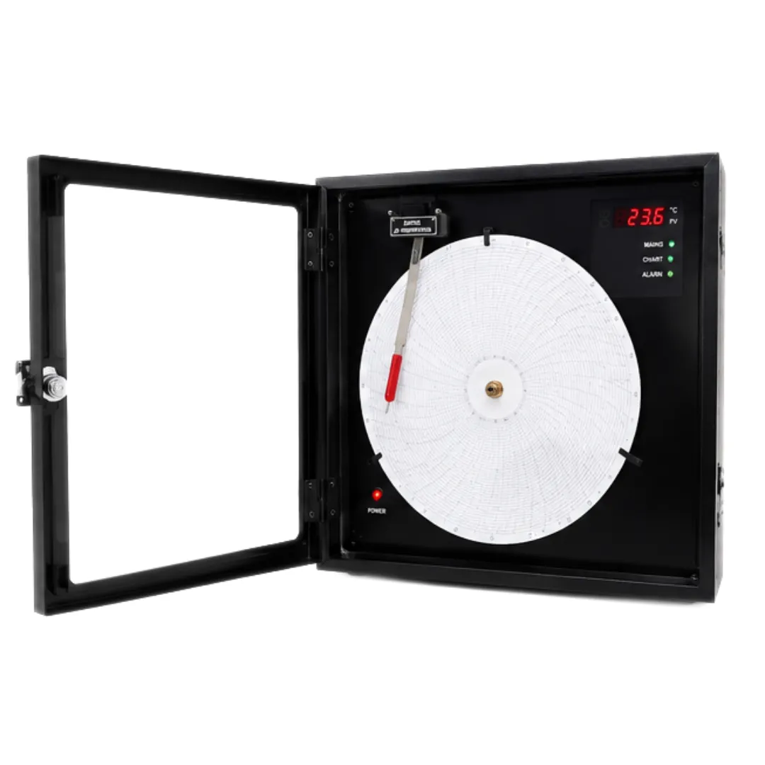 Single pen circular chart recorder for blood bank temperature monitoring