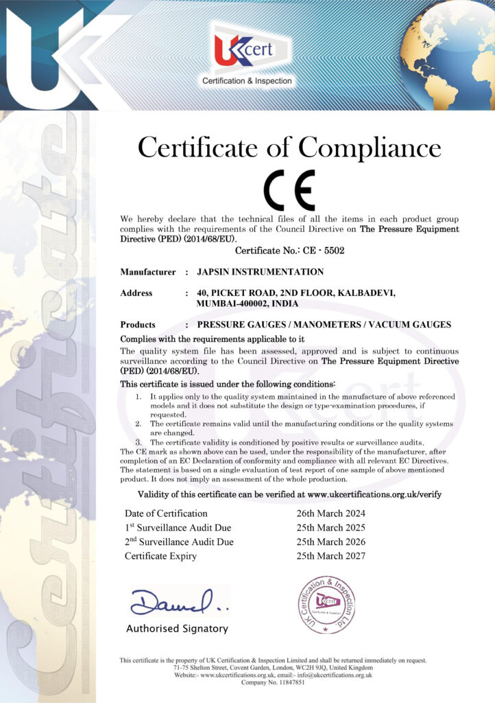 Certificate of Compliance CE - 5502