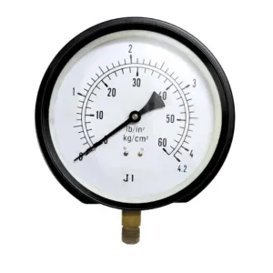 Japsin Instrumentation commercial pressure gauge 0 to 4.2 Kg cm2 60 PSI 150 mm dial surface mounting bottom entry 3/8 BSP MS case brass internals
