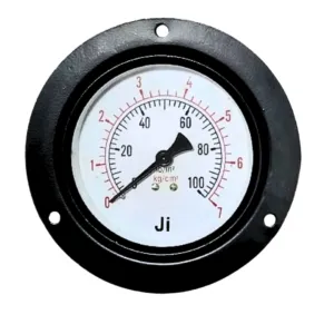 Japsin Instrumentation Commercial pressure gauge 0 to 7 Kg cm2 100 PSI 100 mm dial panel mounting back entry 3/8 BSP MS case brass internals