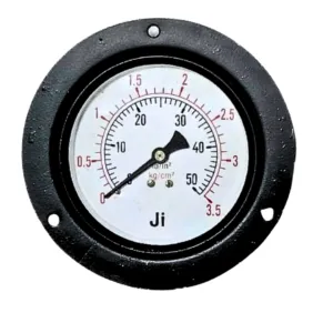 Japsin Instrumentation commercial pressure gauge 0 to 3.5 Kg cm2 50 PSI 100 mm dial panel mounting back entry 3/8 BSP MS case brass internals
