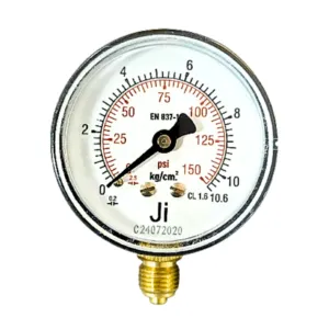 Japsin Instrumentation commercial pressure gauge 0 to 10.6 Kg cm2 150 PSI 63 mm dial bottom entry 1/4 BSP MS case brass internals