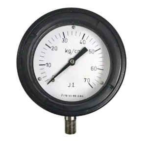 Japsin Instrumentation economical pressure gauge 0 to 70 Kg cm2 single scale 100 mm dial bottom entry 3/8 BSP black aluminium screw type case stainless steel internals