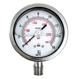 Liquid filled pressure gauge with 1/2 inch BSP male connection