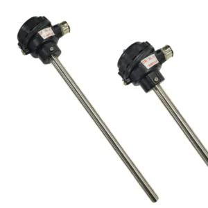 Japsin Instrumentation Pt-100 3 wire simplex RTD sensor with head assembly 3/4 inch cable gland 300 mm x 16 mm stainless steel probe range -50 to 400 degree Celsius