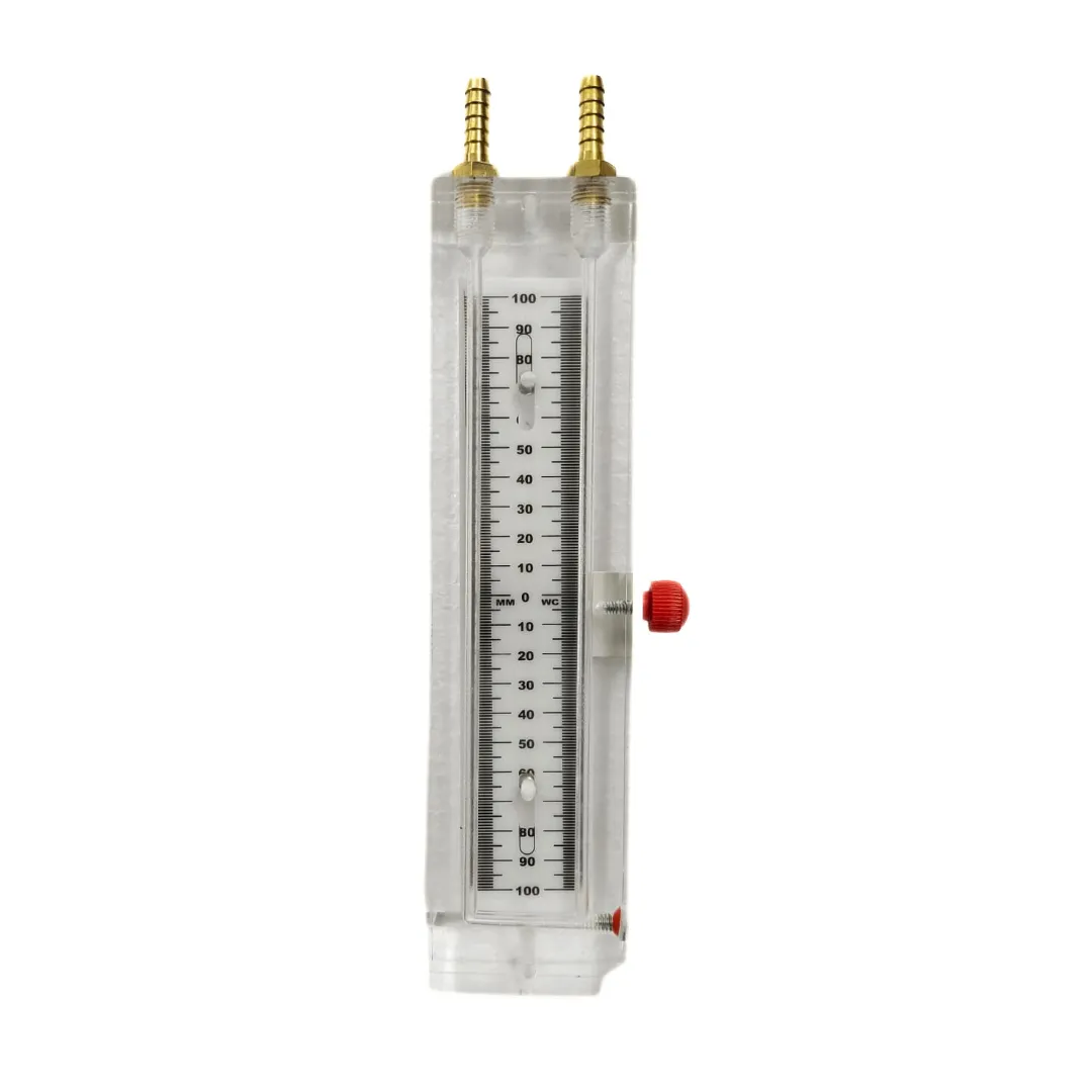 Japsin Instrumentation acrylic U-tube manometer 100-0-100 mmWC wall mounted with stainless steel nozzle for differential pressure measurement
