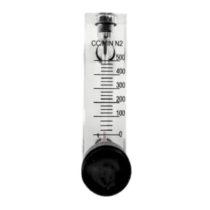 Japsin Instrumentation acrylic tube rotameter for nitrogen flow 0-500 CC per minute with 1/4 inch BSP male side connection and inlet control valve
