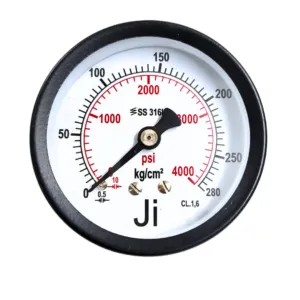 Japsin Instrumentation commercial pressure gauge 0 to 280 Kg cm2 4000 PSI 63 mm dial back entry 1/4 BSP MS case brass internals