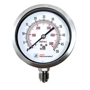 100 mm capsule pressure gauge with 0-50 mBar dual scale