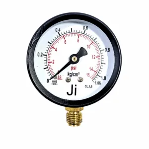 Japsin Instrumentation commercial pressure gauge 0 to 1.06 Kg cm2 15 PSI 63 mm dial bottom entry 1/4 BSP MS case brass internals