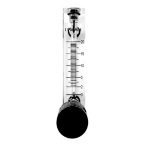 Japsin Instrumentation acrylic tube rotameter for air flow meter 0 to 20 LPM 1/4 inch BSP rear top and bottom inlet outlet connection with inlet control valve