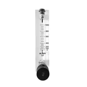 Japsin acrylic tube rotameter for oxygen flow 0-1000 ML per minute with 1/4 inch BSP stainless steel connections and control valve