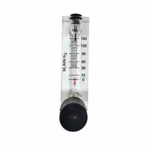 Japsin Instrumentation acrylic tube rotameter for nitrogen N2 flow 0-150 ML per minute with 4 mm push fit stainless steel connections and control valve