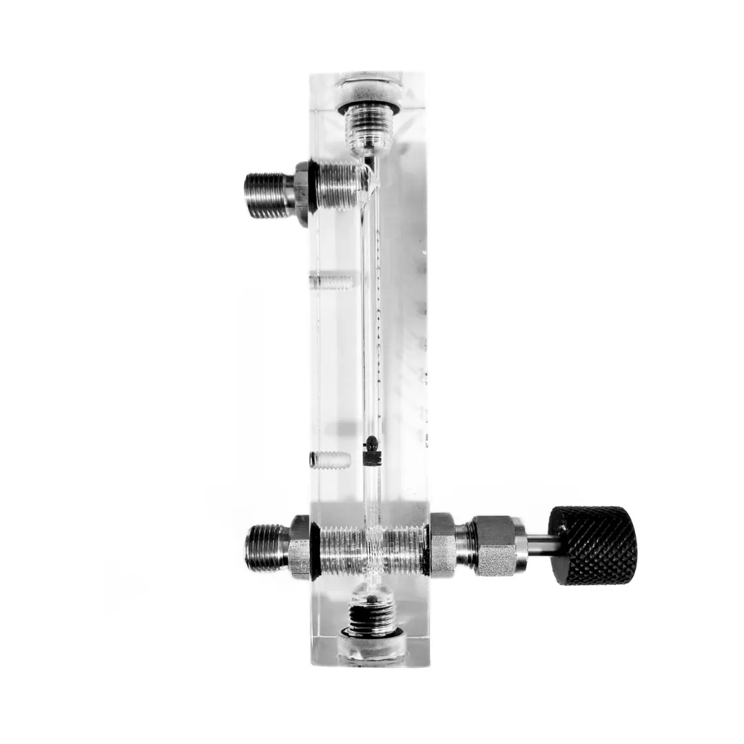 Acrylic Tube Rotameter for Oxygen (O2) 0-1 LPM 1/4 Inch BSP (M) SS Side Top & Bottom with Control Valve - Image 3