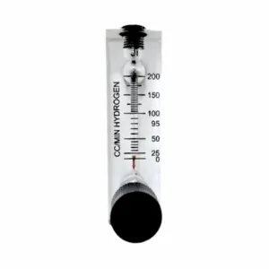 Japsin Instrumentation acrylic tube rotameter for hydrogen flow meter 0 to 200 CC per minute 1/4 inch stainless steel nozzle side top bottom inlet control valve
