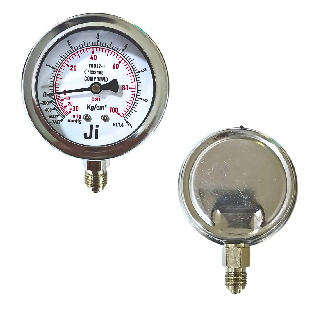 Economical Compound Gauge | -760 mmHg to 7 Kg/cm2 with Dual Scale of -30 Inhg to 100 PSI | JI-EPG-1091 | Japsin Instrumentation
