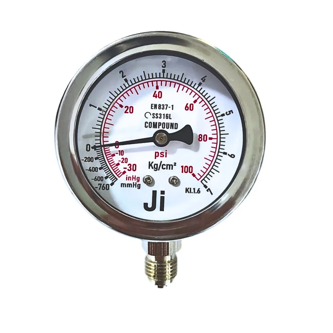 Economical Compound Gauge | -760 mmHg to 7 Kg/cm2 with Dual Scale of -30 Inhg to 100 PSI | JI-EPG-1091 | Japsin Instrumentation