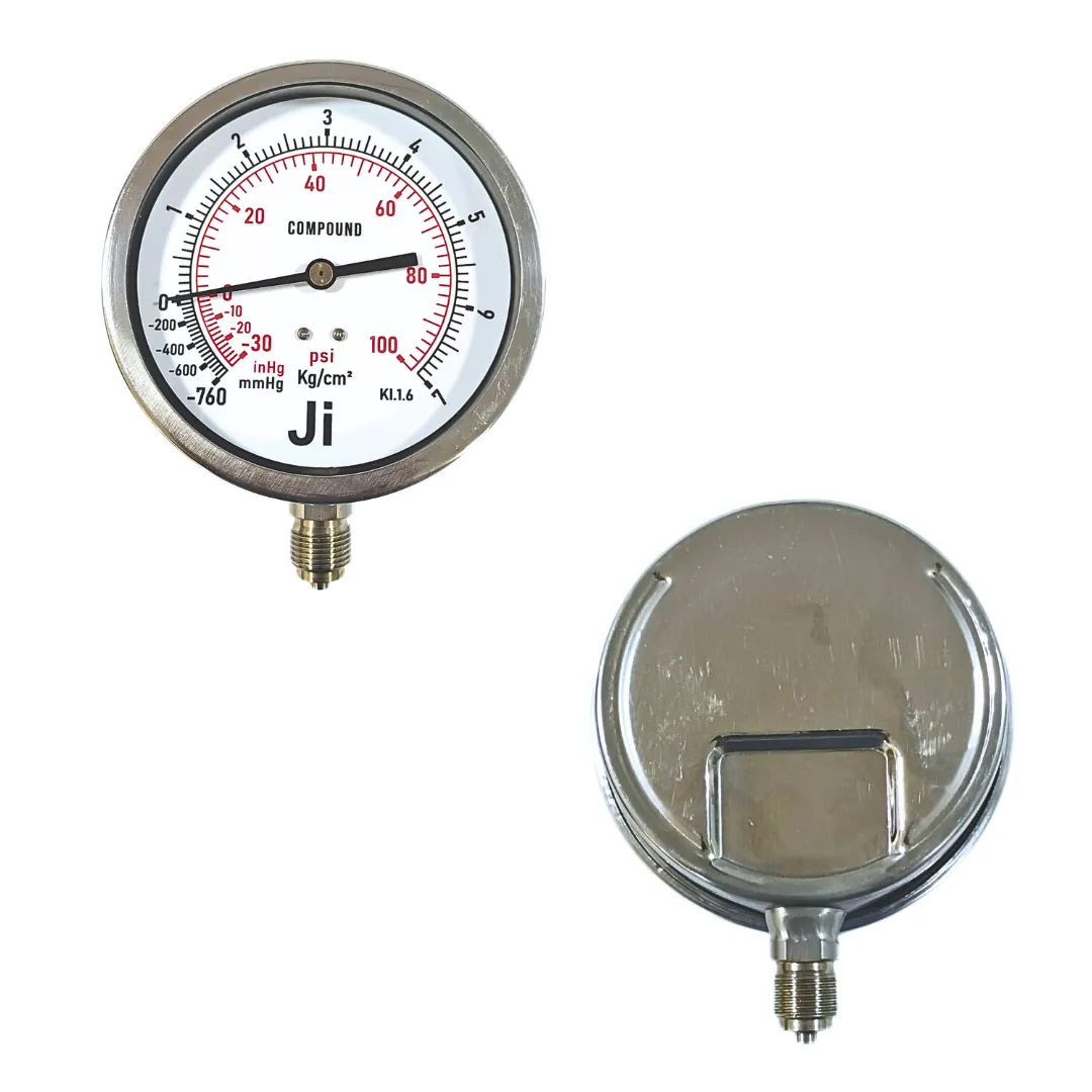 Economical Compound Gauge | -760 mmHg to 7 Kg/cm2 with Dual Scale of -30 Inhg to 100 PSI | JI-EPG-1092 | Japsin Instrumentation