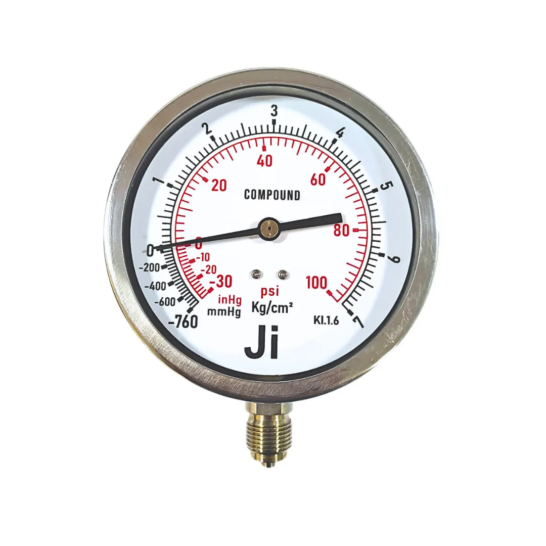 Economical Compound Gauge | -760 mmHg to 7 Kg/cm2 with Dual Scale of -30 Inhg to 100 PSI | JI-EPG-1092 | Japsin Instrumentation