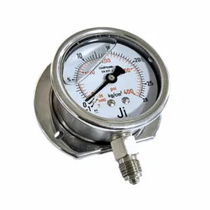 Japsin Instrumentation economical compound gauge -1 to 28 Kg cm2 -30 inHg to 400 PSI 63 mm surface mount bottom entry 1/4 BSP SS case SS wetted parts