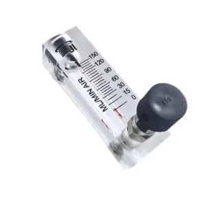 Japsin Instrumentation acrylic tube rotameter for air flow meter 0 to 150 mL per minute 1/4 inch stainless steel nozzle side top and bottom inlet outlet with control valve