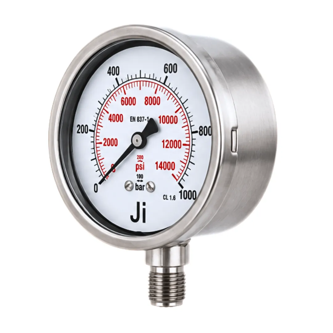 Japsin Instrumentation industrial pressure gauge 0-1000 bar 14000 PSI with 2.5 inch dial bottom entry and stainless steel case for high pressure measurement